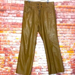 Vintage 70s Brown Harley-Davidson Leather Motorcycle Pants